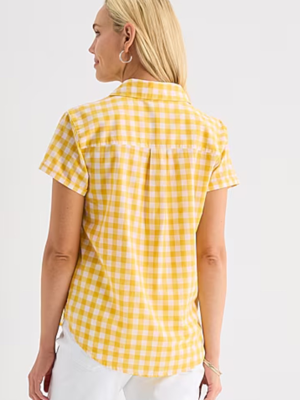 100% cotton Yellow and White Gingham Button-Up Shirt - Picture 6 of 6